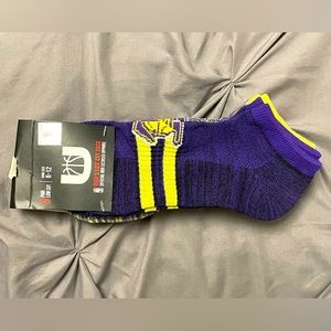 NBA Official Licensed 3 Pair Low Cut Socks US Men 6-12 Los Angeles Lakers